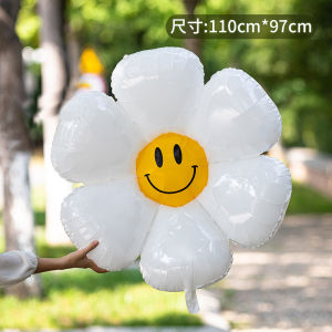 Korean Retro Birthday Flag Balloons Daisy Flower Adult Party Background Decorations Photography Props Living Room Festive Supplies