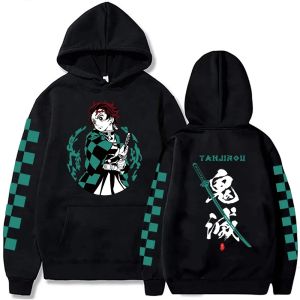Harajuku Demon Slayer PlusขนาดHoodie Kamado Nezukoกราฟิกพิมพ์ผู้หญิงเสื้อแขนยาวแฟชั่นหญิงStreetwear
