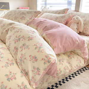 Ins Style Pure Cotton Bedding Set 3-4 Pieces Quilt Coverlet Duvet Insert Bed Sheet Pillowcase All Season Universal Bed Linens