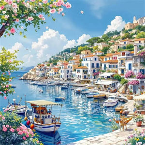 Jigsaw Puzzle 500 1024pcs House Landscape Seaside Town Ship Scene For Adults Home Decor New Arrival Family Game
