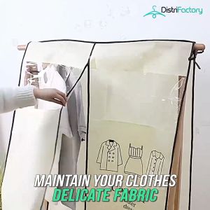 Clothes Dust Cover Thick Dust Bag Hanging Cloth Pocket Washable Dust-Proof Suit Cover Coat Plastik Baju Cover