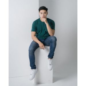 Manly Kaos Polos Kancing Henley cotton combed 30s / Kaos Polos Kancing Henley