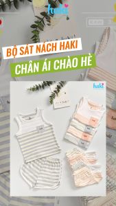 Bộ quần áo sát nách kẻ phối màu vải Bamboo cao cấp BB045 quần áo hè cho bé đồ bộ mặc nhà cho bé set ba lỗ cho bé (từ 4kg - 15kg) sợi tre siêu mềm mịn HAKI