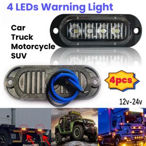 4 LED Strobe Lights Warning Light Truck Light 12-24V Truck Side Marker Ultra-thin Grill Signal Ambulance Police Lights Emergency Lamp