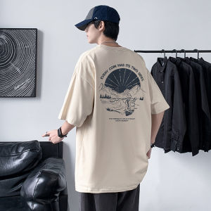 เสื้อยืดแขนสั้นผู้ชายขนาดบวกผ้าฝ้ายบริสุทธิ์ไหล่วางรอบคอลําลองสบายพอดีเสื้อยืดสีพื้นฐาน