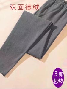 เลกกิ้งบุขนแกะสองด้านความร้อนสําหรับผู้หญิงกางเกงฐานอบอุ่นเอวกลางเหมาะสําหรับฤดูใบไม้ร่วงและฤดูหนาว