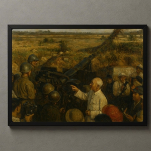 Tranh Nghệ thuật "Chủ Tịch Hồ Chí Minh Thăm Bộ Đội Pháo Binh" VIETSMART ART - Acrylic 45 x 60cm