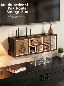 JIJIANJI | Kệ Treo Tường Phong Cách Vintage Cho Router TV Set Top Box Không Cần Khoan