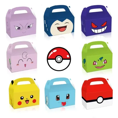 Takara Tomy | Po-ke-mon Party Favors Birthday Party Decorations Pikachu Paper Gift Bags Handle Candy Box Baby Shower For Kids Supplies Gifts