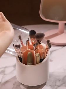MOIRA TEMPAT MAKE UP BRUSH KUAS SENDOK GARPU PUTAR 360 DERAJAT ANTI DEBU ROTARY BRUSH STORAGE RAK KOTAK KOSMETIK ASTETIK SIMPLE ELEGANT TERLARIS SALE DISKON BISA COD