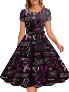 ชุดเดรสแขนสั้นพิมพ์ลาย เอวเข้ารูป คอตั้ง แขนสั้น กระโปรงทรงเอ ฤดูร้อน ผ้าฝ้ายผสมโพลีเอสเตอร์ ชุดเดรสผู้หญิง