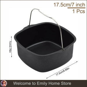 Air Fryer Basket Steel Square Non-stick Cake Baking Tray Barrel Dish Roasting Basket Pan Bakeware Mold Kitchen Accessorie