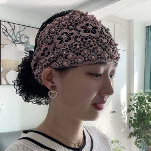 Casual Lace Frontal Wig Cap Womens Summer Thin Breathable Wide Edge Hairband Headscarf Anti-slip Head Cover Fashion Accessory
