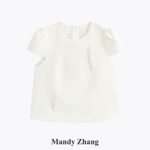 Custom White Beaded Elegant Ladys Suit Skirt Short Sleeve