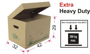 [2Pcs] Document Box Heavy Duty - A4 Archive with Lid (42x32x29cm)- Die Cut BoxOffice UseOffice Moving BoxStorage BoxFilling BoxArch File Box
