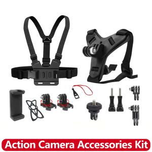 Adjustable Action Camera Mount Motorcycle Chest & Helmet Chin Strap for GoPro Hero 13 12 11 10 9 8 Insta360 SJCAM DJI Osmo Phone