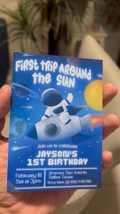 First Trip Around the Sun Invitation - Boy Space 1st Birthday - Rocket - Astronaut - 5R - 3R -4R