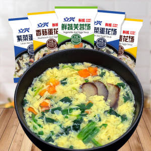 Vegetable laver mushroom egg flower soup instant soup brewing non cooking substitute meal instant food 8gx1 package