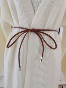 Ultra-Fine Black PU Leather Ribbon for Sweater Dress Waist Chain Versatile Cord for Ladies Shirt Waist Tie