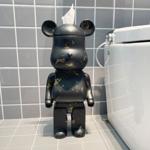 Creative Cartoon Toilet Paper Holder Stand No Drilling Bathroom Tissue Box Cute Bear Design Bathroom Storage Organizer