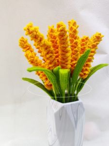 Handcrafted Gold Barley Stalks Crochet Yarn Flowers DIY Material Bundle Bouquet Grain Stems Opening Ceremony Gift Decorations