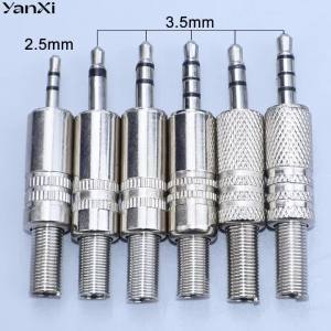 YanXi 2-5PCS 2.5/3.5mm 2/3/4Pole Male Headphone Plug Mono Stereo Audio Solder Cable Connector Earphone Jack Adapter Metal Housin