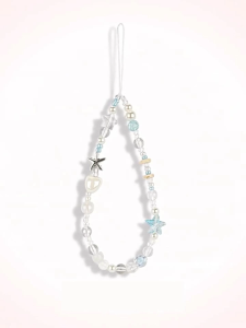 BasicSpark Starfish Zircon Crystal Pearl Phone Lanyard Bag Chain Charm Women Wrist Pendant Summer Fresh Mobile Phone Case Decoration Accessories