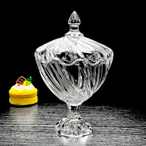 ชามแก้วคริสตัลพร้อมฝา ชามดอกไม้ ชามผลไม้ กล่องเก็บของ เครื่องประดับตกแต่งบ้าน สไตล์หรูหรา วัสดุแก้ว