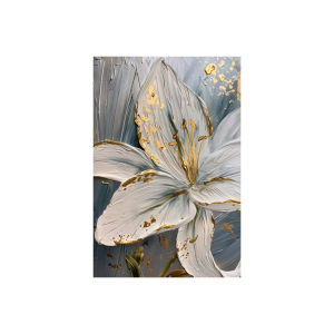 Fashion Gold and White Flower Canvas Posters Painting Abstract 3D Lily Flowers Wall Art Print for Bedroom Living Rome Home Decor