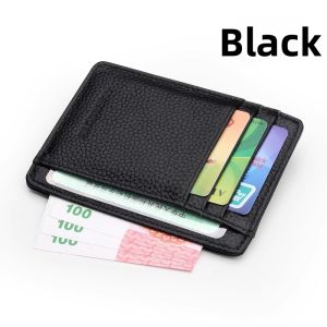Slim Compact Card Holder Genuine Leather Feel