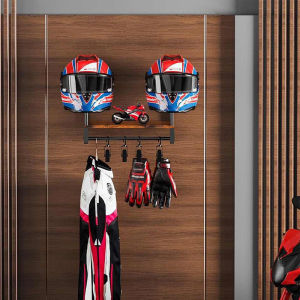 ตู้เก็บหมวกมอเตอร์ไซค์แบบเจาะผนัง ชั้นวางหมวกมอเตอร์ไซค์แบบย้อนยุค ที่แขวนเสื้อผ้ามอเตอร์ไซค์ อุปกรณ์ความปลอดภัย ชั้นวางหมวกแบบแขวน