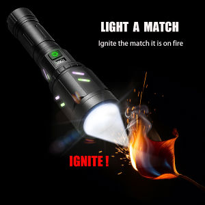 5000LM Tactical Firestarter Led Flashlight Focused Light Source Can Light A Flame Rechargeable Torch Laser Pointer for Outdoor