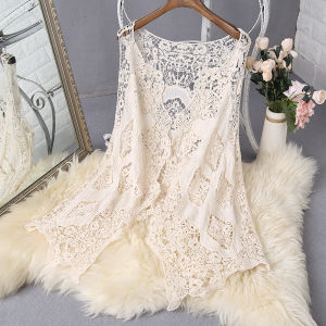 Loose Lace Hollow out Knitted Thin Cardigan Embroidered All Match Vest Organic Cotton Spring Fashion Womens Premium Jacket