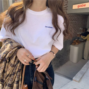 เสื้อยืดคอกลมแขนสั้นผู้หญิง ทรงหลวม แฟชั่นฤดูร้อน 2023 ใหม่ สไตล์เกาหลี เสื้อยืดแขนสั้น ผ้าฝ้ายผสมโพลีเอสเตอร์