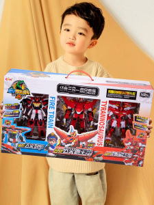 Xinqi Tyrannosaurus Chariot 4 Combination Transforming Tyrannosaurus Robot Jingang Novelty Tyrannosaurus 4 Dinosaur Boy Toy