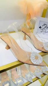 Giày cao gót max đá tròn 7cm HALEY STORE quai đính đá xoàn phale mũi nhọn quai kéo đi chơi đi tiệc đi làm đám cưới êm chân