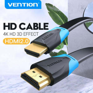 Vention Flat HDMI Cable 4K 60Hz HDMI 2.0 High Speed 3D for Smart TV PC Laptop Nintendo Switch HDMI Monitor Projector 2M 3M 5M 10M HDMI Video Capture Cable
