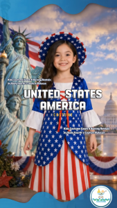 United Nation United States of America USA Americana Dress Costume for Kids Girl National Attire for UN Events