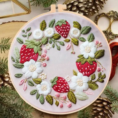 Embroidery Kit With One Hoop Pine Snowman Landscape Handmade Craft Set For Creative Hobby And Unique Gift Home Decoration
