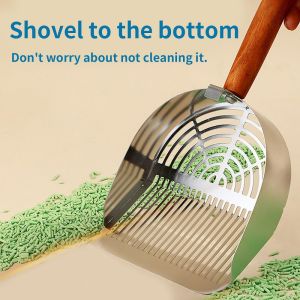 Teekland Stainless Steel Litter Scoop Kitty Litter Scooper Metal Cat Litter Scoop for Tofu Cat Litter Cat Scooper Kitty Metal Scooper with Holder for Cat Litter Box Easy Cleaning