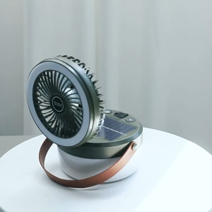 Outdoor Solar Electric Fan with Solar Panel Desk Fan with Remote Control 2-in-1 Portable Rechargeable Fan with Light Foldable Air Circulator  LED Tent Fan Camping