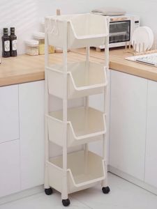 ชั้นวางของพลาสติก 3ชั้น 4ชั้น ล้อเลื่อนหมุนได้ 360 ํ ชั้นอเนกประสงค์