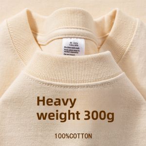 Summer Fresh Show Daytime Cyan 300G Heavy Weight Pure Cotton Loose round Neck Short Sleeve T-shirt Men and Women Pure Color Tops