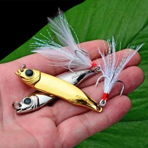 Fishing Lure Metal Spoon Sequins Plate Sea MetaBionic Bait 10g15g/20g Perch DoubleHooks Luminous Fake Bait Wholesale Metal VIB