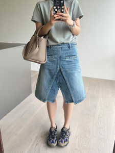 American High Street Deconstructed Double Layer Denim Skirt Womens 2025 New Y2K Spicy Millennium Midi Skirt