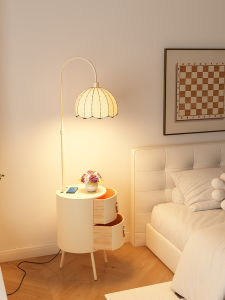 RIYUE | Creamy French Style Floor Lamp Bedside Table Combination
