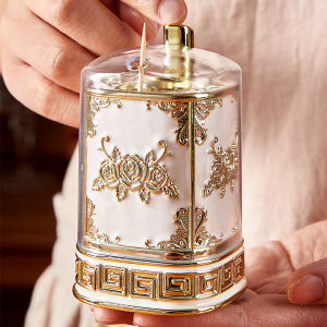 กล่องไม้จิ้มฟันสร้างสรรค์พร้อมกระบอกไม้จิ้มฟันกดออกอัตโนมัติสําหรับใช้ในครัวเรือนพร้อมกล่องเก็บไม้จิ้มฟันฝาครอบกันฝุ่น