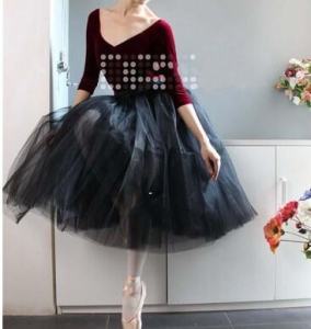Adult Long Ballet Dance Dress Half Mesh Long Dress Skirt Pettiskirt Tutu Skirt Photo Performance Gauze Skirt