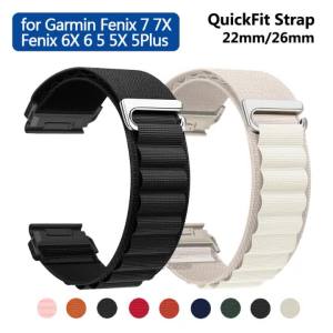 QuickFit Nylon Loop Strap for Garmin Fenix 8 51mm 47mm Smart Watch Bracelet for Garmin Fenix Enix7 6 5 7X 6X 5X 3HR Wristbands