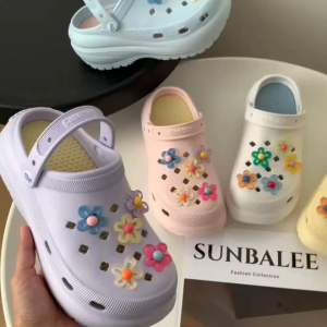 รองเท้าหัวโต แฟชั่น พร้อมตัวติด แบรนด์แท้ Sunbalee ส้นตึก ส้นหนา 8-9 ซม. รองเท้าผู้หญิง รองเท้าแตะ SUN8694-PASTEL